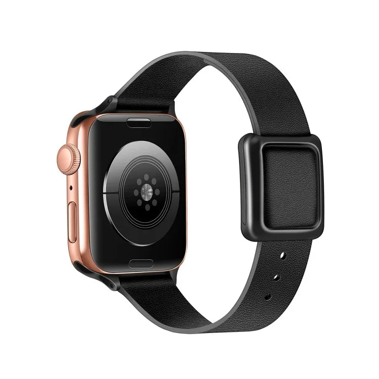 สายรัดนาฬิกาหัวเข็มขัดแม่เหล็กสีดำสี่เหลี่ยม สำหรับ Apple Watch Series, 7 45 มม. / 6&SE&5&4 44 มม. / 3&2&1 42 มม., 7 41 มม. / 6&SE&5&4 40 มม. / 3&2&1 38 มม.