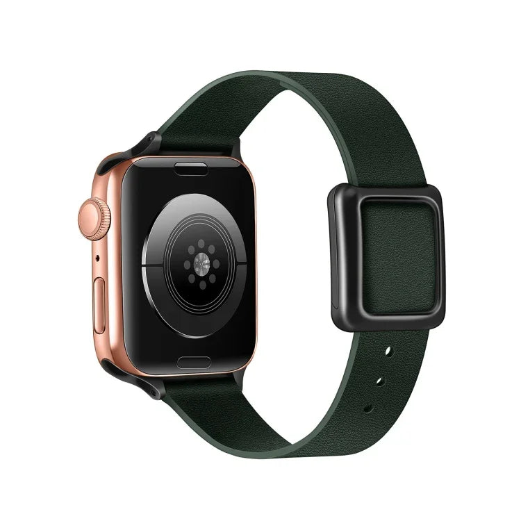 สายรัดนาฬิกาหัวเข็มขัดแม่เหล็กสีดำสี่เหลี่ยม สำหรับ Apple Watch Series, 7 45 มม. / 6&SE&5&4 44 มม. / 3&2&1 42 มม., 7 41 มม. / 6&SE&5&4 40 มม. / 3&2&1 38 มม.