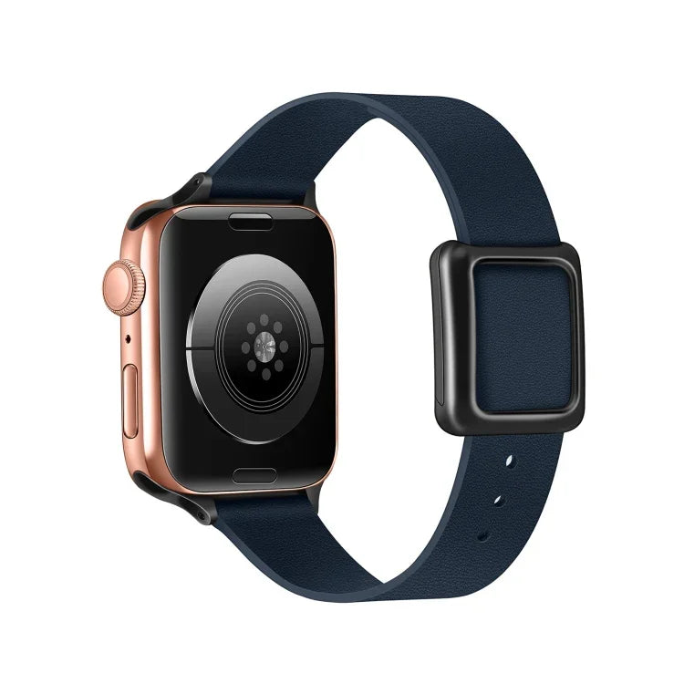 สายรัดนาฬิกาหัวเข็มขัดแม่เหล็กสีดำสี่เหลี่ยม สำหรับ Apple Watch Series, 7 45 มม. / 6&SE&5&4 44 มม. / 3&2&1 42 มม., 7 41 มม. / 6&SE&5&4 40 มม. / 3&2&1 38 มม.