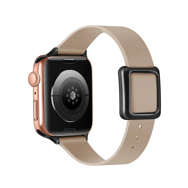 สายรัดนาฬิกาหัวเข็มขัดแม่เหล็กสีดำสี่เหลี่ยม สำหรับ Apple Watch Series, 7 45 มม. / 6&SE&5&4 44 มม. / 3&2&1 42 มม., 7 41 มม. / 6&SE&5&4 40 มม. / 3&2&1 38 มม.