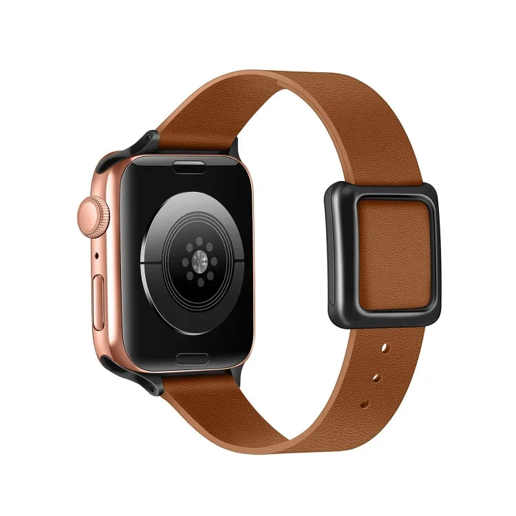 สายรัดนาฬิกาหัวเข็มขัดแม่เหล็กสีดำสี่เหลี่ยม สำหรับ Apple Watch Series, 7 45 มม. / 6&SE&5&4 44 มม. / 3&2&1 42 มม., 7 41 มม. / 6&SE&5&4 40 มม. / 3&2&1 38 มม.