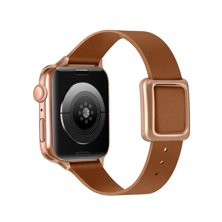 Magnetic Rose Gold Square Buckle Watch Band For Apple Watch Series, 7 45mm / 6&SE&5&4 44mm / 3&2&1 42mm, 7 41mm / 6&SE&5&4 40mm / 3&2&1 38mm