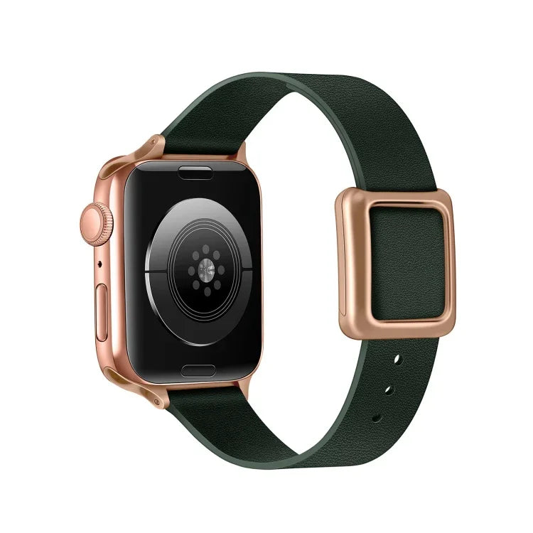 Magnetic Rose Gold Square Buckle Watch Band For Apple Watch Series, 7 45mm / 6&SE&5&4 44mm / 3&2&1 42mm, 7 41mm / 6&SE&5&4 40mm / 3&2&1 38mm