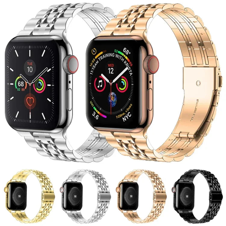 สายสแตนเลสสตีลบางพิเศษแบบเม็ดเจ็ด สำหรับ Apple Watch Series, 7 45มม. / 6&SE&5&4 44มม. / 3&2&1 42มม., 7 41มม. / 6&SE&5&4 40มม. / 3&2&1 38มม.
