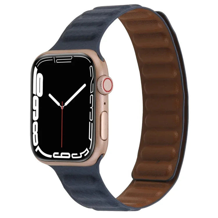 สายหนังบางแบบห่วงสองสีแม่เหล็ก สำหรับ Apple Watch Series, 7 45มม. / 6&SE&5&4 44มม. / 3&2&1 42มม., 7 41มม. / 6&SE&5&4 40มม. / 3&2&1 38มม.