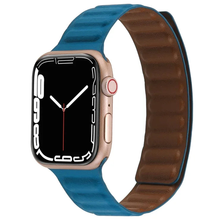 สายหนังบางแบบห่วงสองสีแม่เหล็ก สำหรับ Apple Watch Series, 7 45มม. / 6&SE&5&4 44มม. / 3&2&1 42มม., 7 41มม. / 6&SE&5&4 40มม. / 3&2&1 38มม.