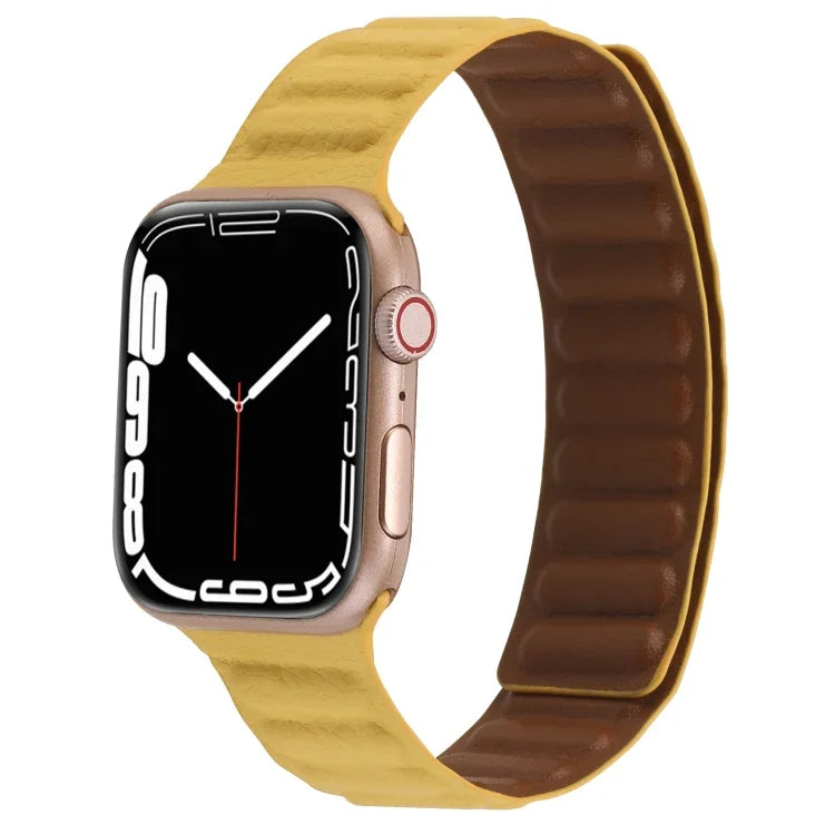 สายหนังบางแบบห่วงสองสีแม่เหล็ก สำหรับ Apple Watch Series, 7 45มม. / 6&SE&5&4 44มม. / 3&2&1 42มม., 7 41มม. / 6&SE&5&4 40มม. / 3&2&1 38มม.