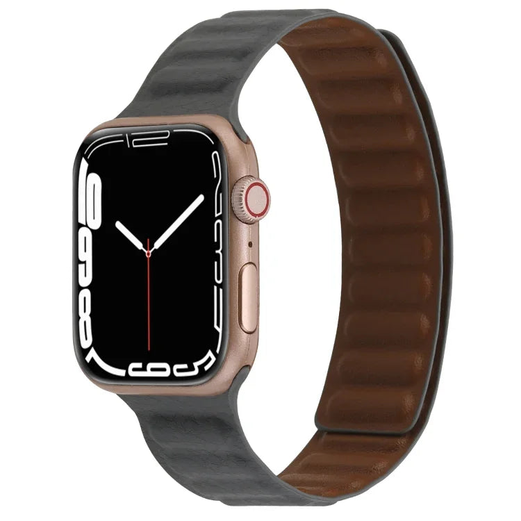 สายหนังบางแบบห่วงสองสีแม่เหล็ก สำหรับ Apple Watch Series, 7 45มม. / 6&SE&5&4 44มม. / 3&2&1 42มม., 7 41มม. / 6&SE&5&4 40มม. / 3&2&1 38มม.