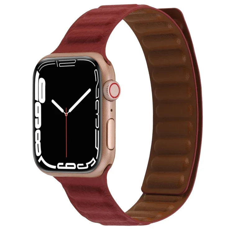 สายหนังบางแบบห่วงสองสีแม่เหล็ก สำหรับ Apple Watch Series, 7 45มม. / 6&SE&5&4 44มม. / 3&2&1 42มม., 7 41มม. / 6&SE&5&4 40มม. / 3&2&1 38มม.