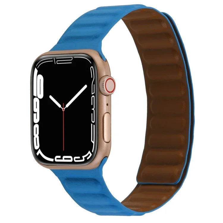 สายหนังบางแบบห่วงสองสีแม่เหล็ก สำหรับ Apple Watch Series, 7 45มม. / 6&SE&5&4 44มม. / 3&2&1 42มม., 7 41มม. / 6&SE&5&4 40มม. / 3&2&1 38มม.