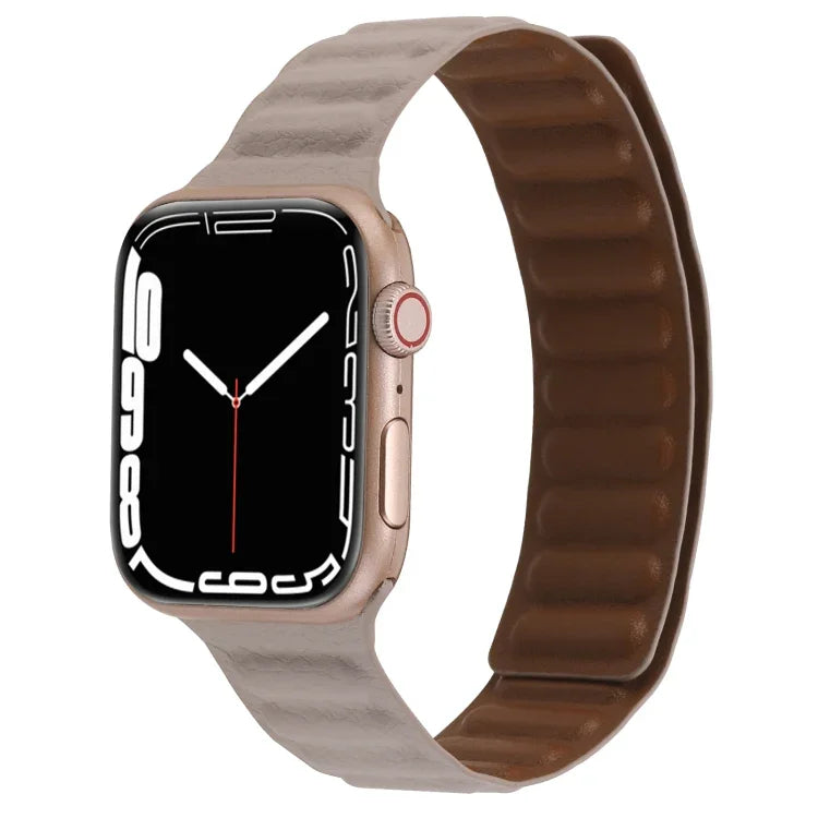 สายหนังบางแบบห่วงสองสีแม่เหล็ก สำหรับ Apple Watch Series, 7 45มม. / 6&SE&5&4 44มม. / 3&2&1 42มม., 7 41มม. / 6&SE&5&4 40มม. / 3&2&1 38มม.