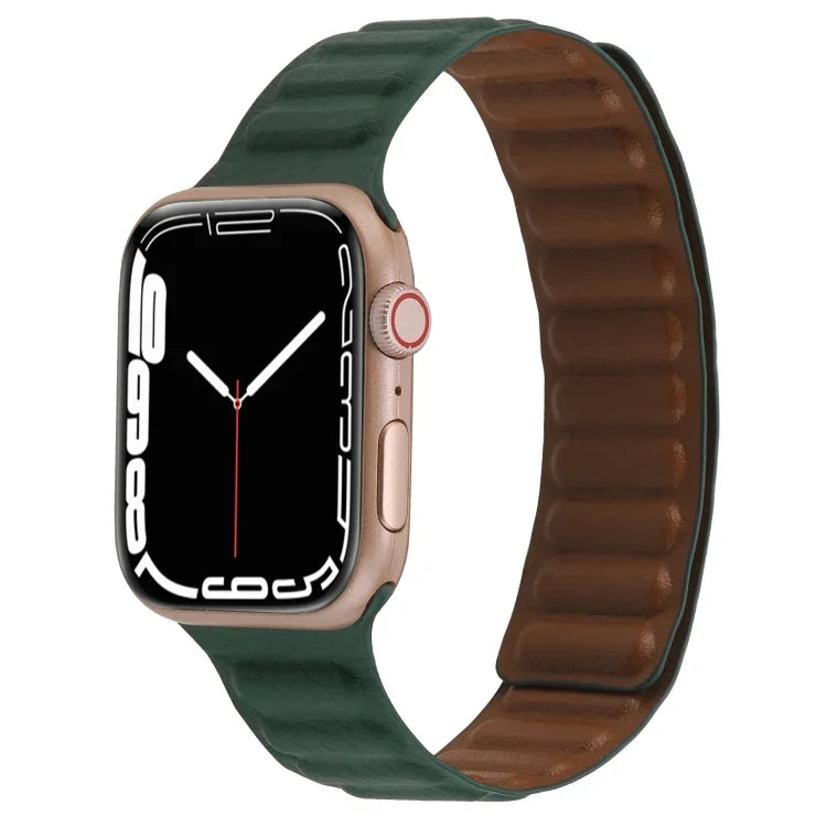 สายหนังบางแบบห่วงสองสีแม่เหล็ก สำหรับ Apple Watch Series, 7 45มม. / 6&SE&5&4 44มม. / 3&2&1 42มม., 7 41มม. / 6&SE&5&4 40มม. / 3&2&1 38มม.