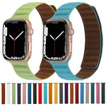 สายหนังบางแบบห่วงสองสีแม่เหล็ก สำหรับ Apple Watch Series, 7 45มม. / 6&SE&5&4 44มม. / 3&2&1 42มม., 7 41มม. / 6&SE&5&4 40มม. / 3&2&1 38มม.