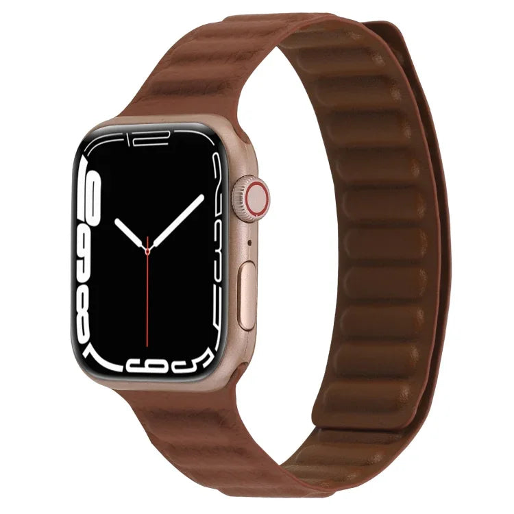 สายหนังบางแบบห่วงสองสีแม่เหล็ก สำหรับ Apple Watch Series, 7 45มม. / 6&SE&5&4 44มม. / 3&2&1 42มม., 7 41มม. / 6&SE&5&4 40มม. / 3&2&1 38มม.