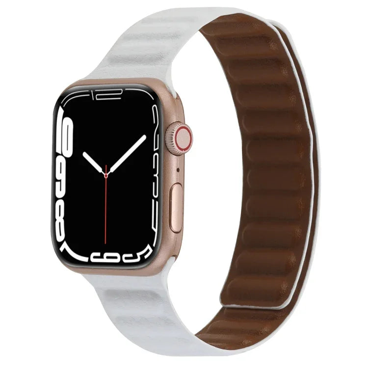 สายหนังบางแบบห่วงสองสีแม่เหล็ก สำหรับ Apple Watch Series, 7 45มม. / 6&SE&5&4 44มม. / 3&2&1 42มม., 7 41มม. / 6&SE&5&4 40มม. / 3&2&1 38มม.