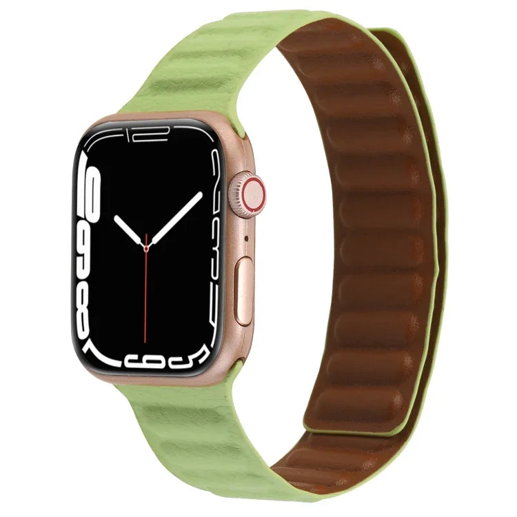 สายหนังบางแบบห่วงสองสีแม่เหล็ก สำหรับ Apple Watch Series, 7 45มม. / 6&SE&5&4 44มม. / 3&2&1 42มม., 7 41มม. / 6&SE&5&4 40มม. / 3&2&1 38มม.