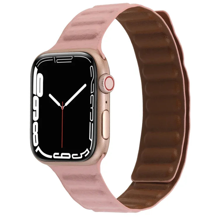 สายหนังบางแบบห่วงสองสีแม่เหล็ก สำหรับ Apple Watch Series, 7 45มม. / 6&SE&5&4 44มม. / 3&2&1 42มม., 7 41มม. / 6&SE&5&4 40มม. / 3&2&1 38มม.