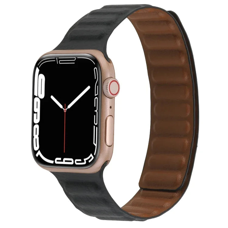 สายหนังบางแบบห่วงสองสีแม่เหล็ก สำหรับ Apple Watch Series, 7 45มม. / 6&SE&5&4 44มม. / 3&2&1 42มม., 7 41มม. / 6&SE&5&4 40มม. / 3&2&1 38มม.