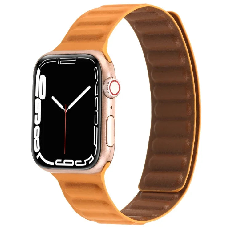 สายหนังบางแบบห่วงสองสีแม่เหล็ก สำหรับ Apple Watch Series, 7 45มม. / 6&SE&5&4 44มม. / 3&2&1 42มม., 7 41มม. / 6&SE&5&4 40มม. / 3&2&1 38มม.