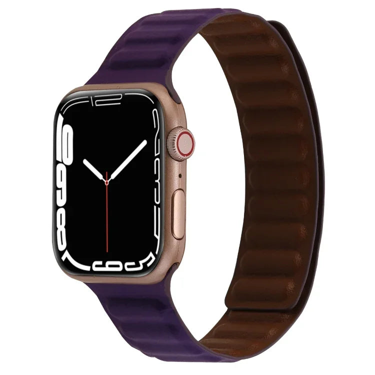 สายหนังบางแบบห่วงสองสีแม่เหล็ก สำหรับ Apple Watch Series, 7 45มม. / 6&SE&5&4 44มม. / 3&2&1 42มม., 7 41มม. / 6&SE&5&4 40มม. / 3&2&1 38มม.
