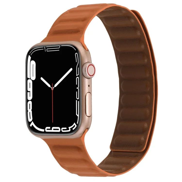 สายหนังบางแบบห่วงสองสีแม่เหล็ก สำหรับ Apple Watch Series, 7 45มม. / 6&SE&5&4 44มม. / 3&2&1 42มม., 7 41มม. / 6&SE&5&4 40มม. / 3&2&1 38มม.