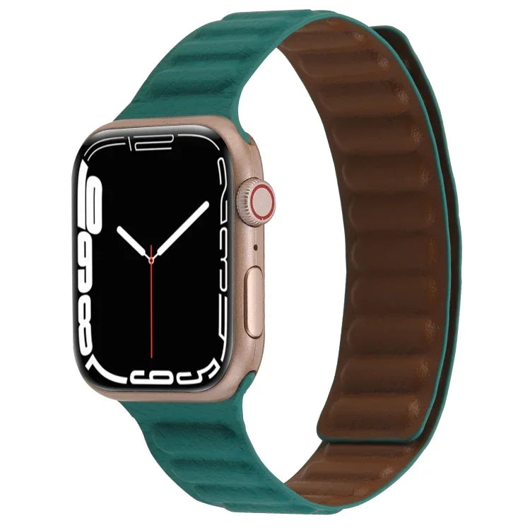 สายหนังบางแบบห่วงสองสีแม่เหล็ก สำหรับ Apple Watch Series, 7 45มม. / 6&SE&5&4 44มม. / 3&2&1 42มม., 7 41มม. / 6&SE&5&4 40มม. / 3&2&1 38มม.