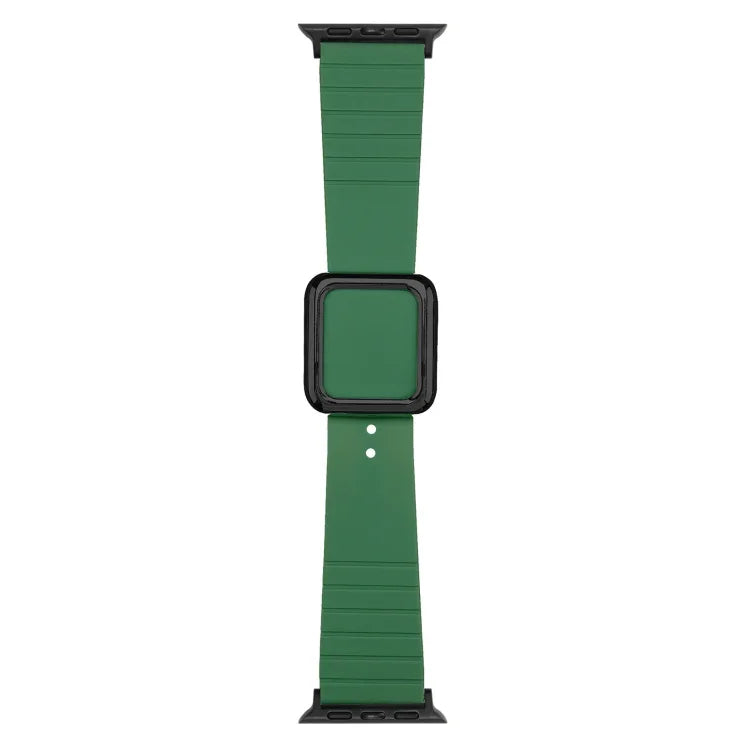 สายซิลิโคนหัวเข็มขัดสี่เหลี่ยมสีดำ สำหรับ Apple Watch Series, 7 45มม. / 6&SE&5&4 44มม. / 3&2&1 42มม., 7 41มม. / 6&SE&5&4 40มม. / 3&2&1 38มม.