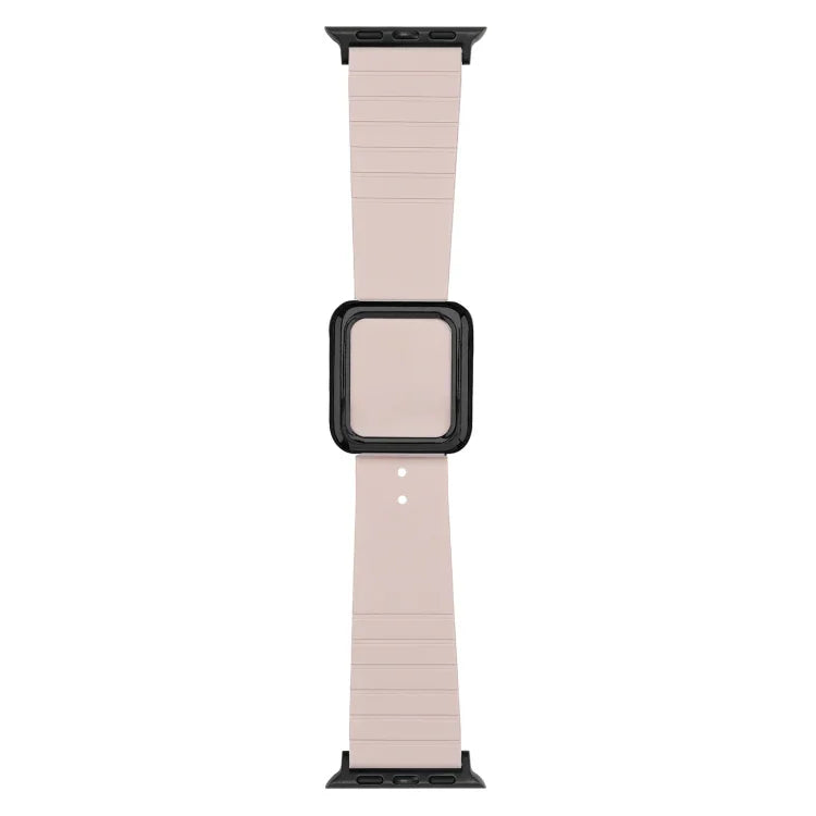 สายซิลิโคนหัวเข็มขัดสี่เหลี่ยมสีดำ สำหรับ Apple Watch Series, 7 45มม. / 6&SE&5&4 44มม. / 3&2&1 42มม., 7 41มม. / 6&SE&5&4 40มม. / 3&2&1 38มม.