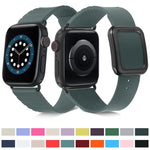สายซิลิโคนหัวเข็มขัดสี่เหลี่ยมสีดำ สำหรับ Apple Watch Series, 7 45มม. / 6&SE&5&4 44มม. / 3&2&1 42มม., 7 41มม. / 6&SE&5&4 40มม. / 3&2&1 38มม.