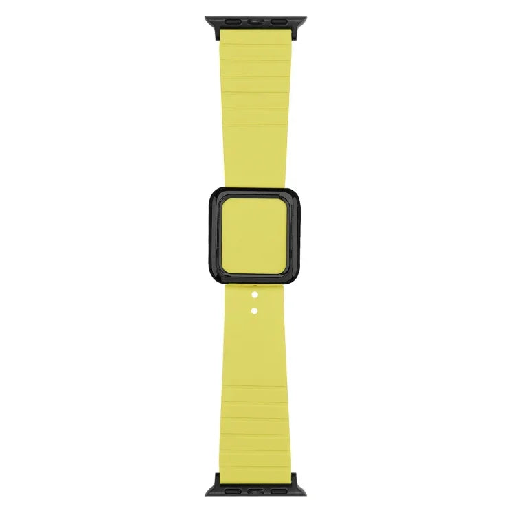 สายซิลิโคนหัวเข็มขัดสี่เหลี่ยมสีดำ สำหรับ Apple Watch Series, 7 45มม. / 6&SE&5&4 44มม. / 3&2&1 42มม., 7 41มม. / 6&SE&5&4 40มม. / 3&2&1 38มม.
