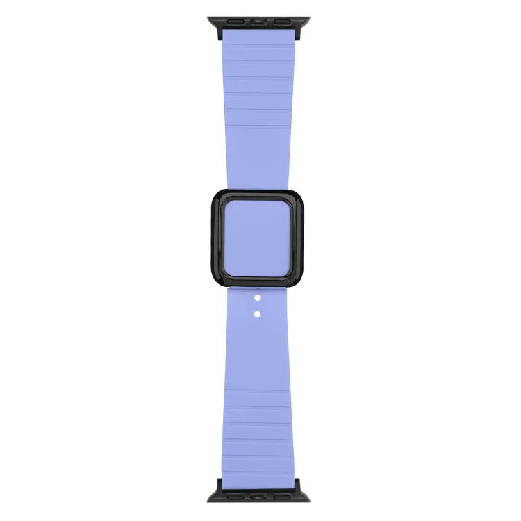 สายซิลิโคนหัวเข็มขัดสี่เหลี่ยมสีดำ สำหรับ Apple Watch Series, 7 45มม. / 6&SE&5&4 44มม. / 3&2&1 42มม., 7 41มม. / 6&SE&5&4 40มม. / 3&2&1 38มม.