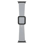 สายซิลิโคนหัวเข็มขัดสี่เหลี่ยมสีดำ สำหรับ Apple Watch Series, 7 45มม. / 6&SE&5&4 44มม. / 3&2&1 42มม., 7 41มม. / 6&SE&5&4 40มม. / 3&2&1 38มม.