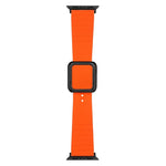 สายซิลิโคนหัวเข็มขัดสี่เหลี่ยมสีดำ สำหรับ Apple Watch Series, 7 45มม. / 6&SE&5&4 44มม. / 3&2&1 42มม., 7 41มม. / 6&SE&5&4 40มม. / 3&2&1 38มม.