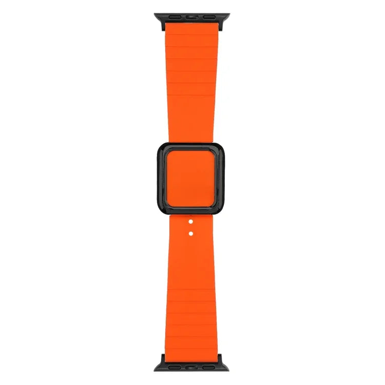 สายซิลิโคนหัวเข็มขัดสี่เหลี่ยมสีดำ สำหรับ Apple Watch Series, 7 45มม. / 6&SE&5&4 44มม. / 3&2&1 42มม., 7 41มม. / 6&SE&5&4 40มม. / 3&2&1 38มม.