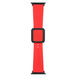 สายซิลิโคนหัวเข็มขัดสี่เหลี่ยมสีดำ สำหรับ Apple Watch Series, 7 45มม. / 6&SE&5&4 44มม. / 3&2&1 42มม., 7 41มม. / 6&SE&5&4 40มม. / 3&2&1 38มม.