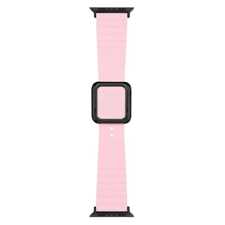 สายซิลิโคนหัวเข็มขัดสี่เหลี่ยมสีดำ สำหรับ Apple Watch Series, 7 45มม. / 6&SE&5&4 44มม. / 3&2&1 42มม., 7 41มม. / 6&SE&5&4 40มม. / 3&2&1 38มม.