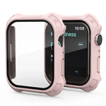 2 in 1 Frosted PC Frame + Screen Tempered Glass Film Protective Case, For Apple Watch Series 9 / 8 / 7 45mm, For Apple Watch Series 9 / 8 / 7 41mm