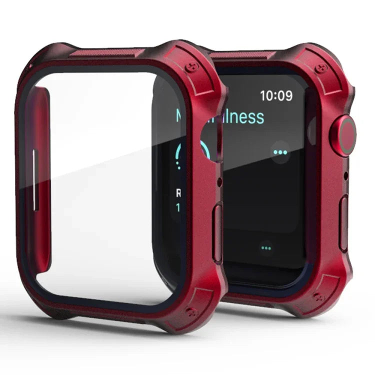 เคสป้องกันแบบ 2 in 1 กรอบ PC + ฟิล์มกระจกนิรภัยสำหรับหน้าจอ สำหรับ Apple Watch Series 9 / 8 / 7 ขนาด 41 มม. สำหรับ Apple Watch Series 9 / 8 / 7 ขนาด 45 มม.