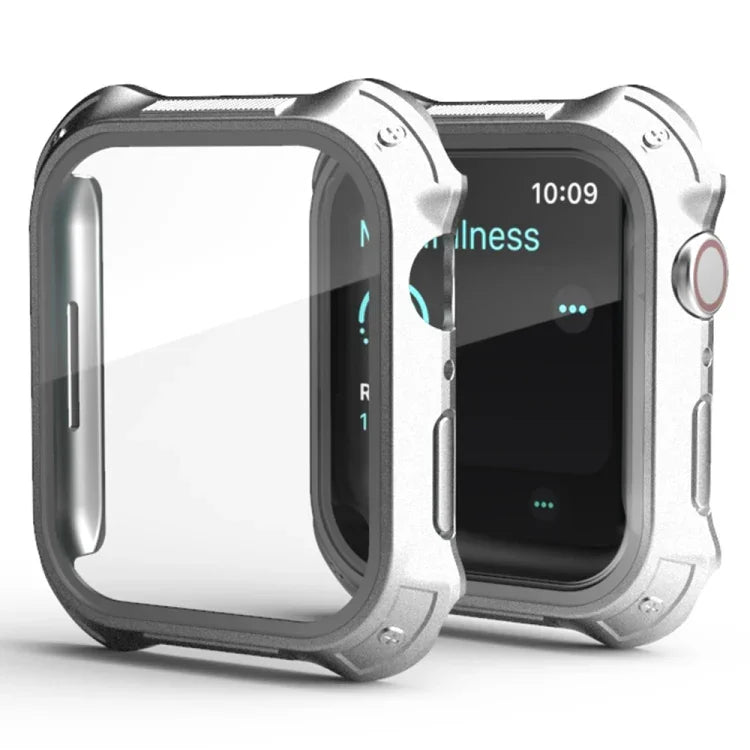 เคสป้องกันแบบ 2 in 1 กรอบ PC + ฟิล์มกระจกนิรภัยสำหรับหน้าจอ สำหรับ Apple Watch Series 9 / 8 / 7 ขนาด 41 มม. สำหรับ Apple Watch Series 9 / 8 / 7 ขนาด 45 มม.