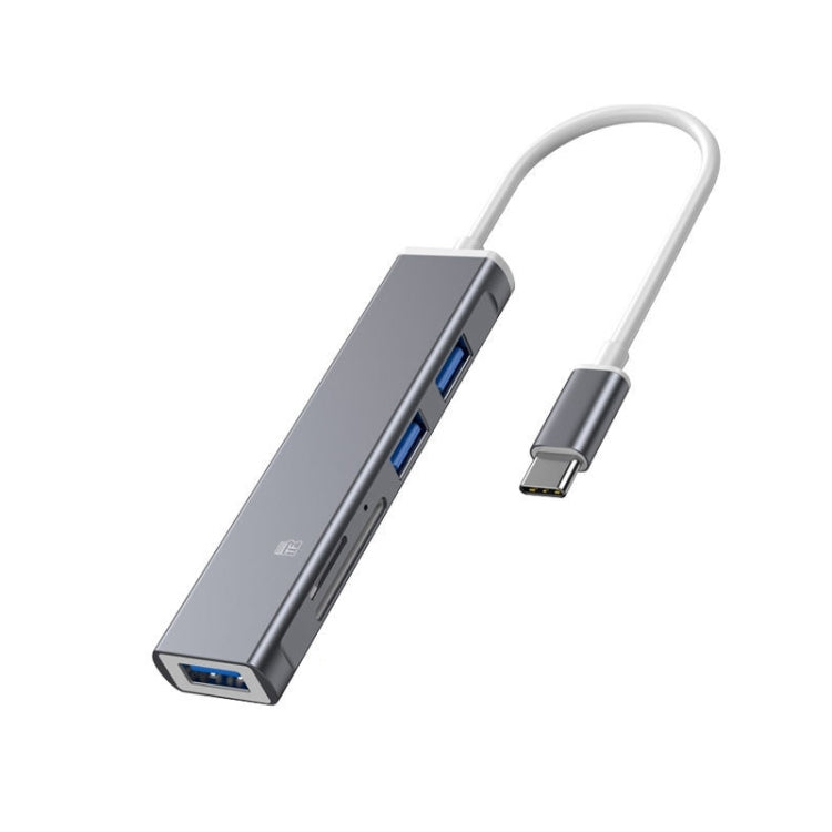 แท่นเชื่อมต่อเครื่องอ่านการ์ด TF/SD สำหรับ iPhone, พอร์ต Type-C, พอร์ต USB, 5-in-1 รุ่น 8 (สีเทา), 5-in-1 รุ่น 8 (สีเงิน)