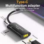 อะแดปเตอร์มัลติฟังก์ชัน + Type-C + USB หญิง ถึง Type-C, DC5521 / 5525, DC7406, DC7909, พอร์ตสี่เหลี่ยม