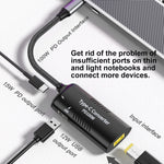 อะแดปเตอร์มัลติฟังก์ชัน + Type-C + USB หญิง ถึง Type-C, DC5521 / 5525, DC7406, DC7909, พอร์ตสี่เหลี่ยม