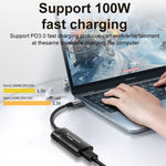 อะแดปเตอร์มัลติฟังก์ชัน + Type-C + USB หญิง ถึง Type-C, DC5521 / 5525, DC7406, DC7909, พอร์ตสี่เหลี่ยม