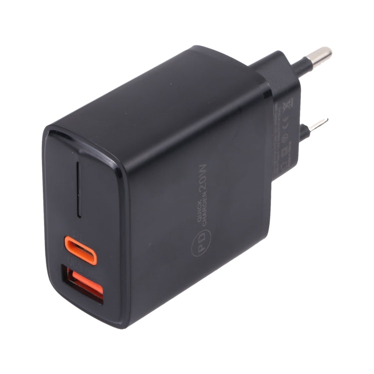 LZ-1130 PD 20W Type-C+QC 3.0 USB ชาร์จเร็ว, ปลั๊ก EU 20W, ปลั๊ก US 20W