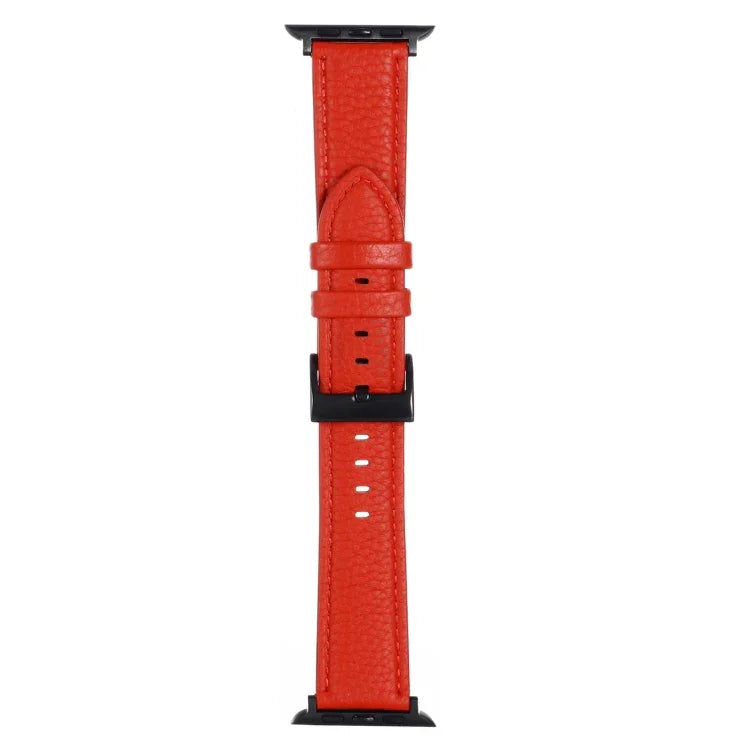 สายหนังลายลิ้นจี่ สำหรับ Apple Watch Series 7 ขนาด 45 มม. / 6&SE&5&4 ขนาด 44 มม. / 3&2&1 ขนาด 42 มม. 7 ขนาด 41 มม. / 6&SE&5&4 ขนาด 40 มม. / 3&2&1 ขนาด 38 มม.