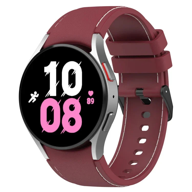สายซิลิโคนลายหนัง สำหรับ Samsung Galaxy Watch5 / Watch5 Pro / Watch4