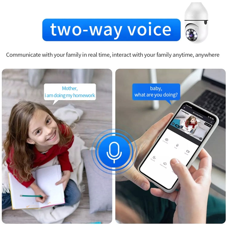 กล้องหลอดไฟ A6 2MP HD WiFi รองรับการตรวจจับการเคลื่อนไหว/เสียงสองทาง/กลางคืน/TF Card, ไม่มีเมมโมรี่การ์ด