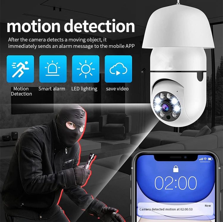 กล้องหลอดไฟ A6 2MP HD WiFi รองรับการตรวจจับการเคลื่อนไหว/เสียงสองทาง/กลางคืน/TF Card, ไม่มีเมมโมรี่การ์ด