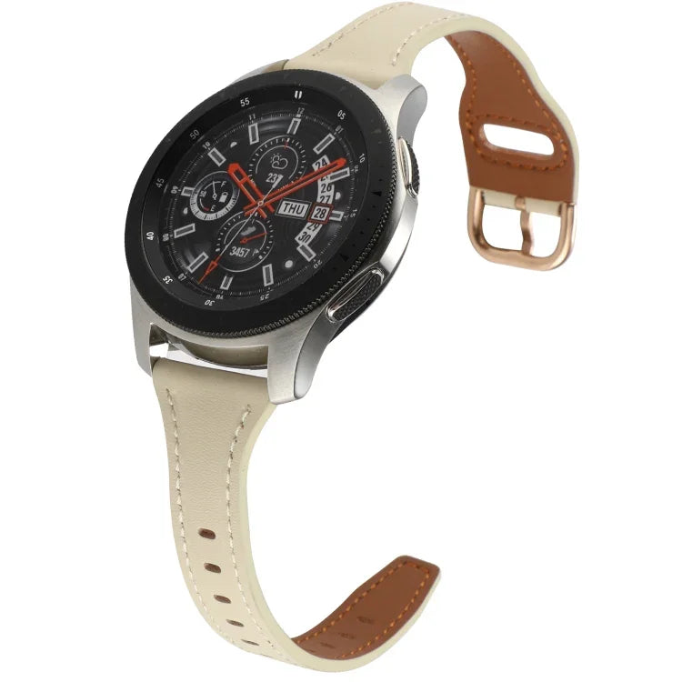 สายหนังแท้ขนาด 22 มม. แบบหัวเข็มขัดกลับด้าน สำหรับ Samsung Galaxy Watch3 / Huawei Watch GT3 Pro