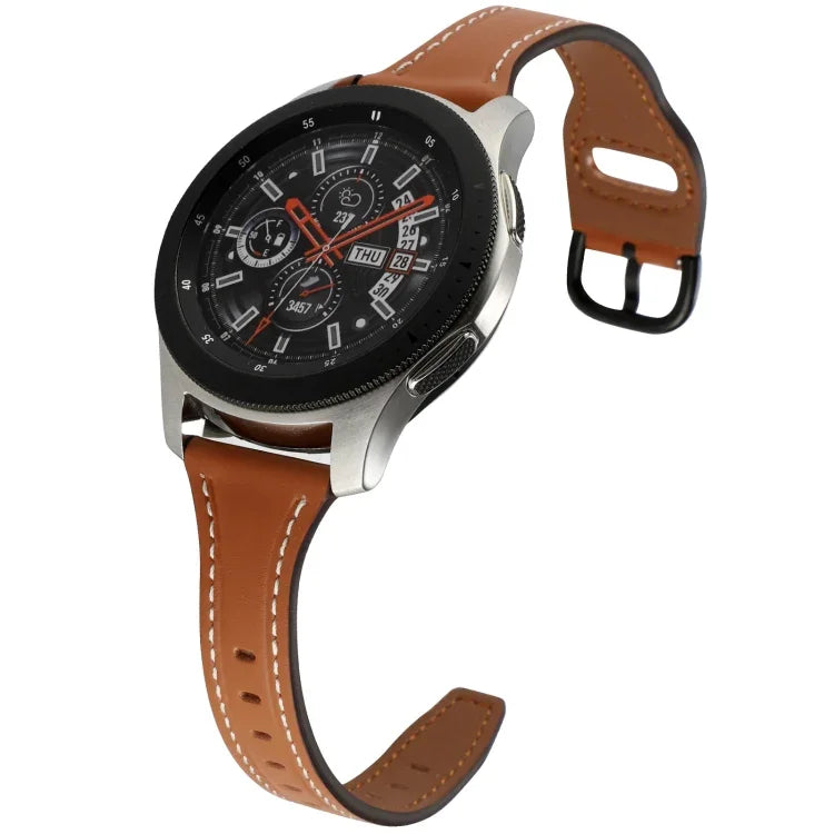 สายหนังแท้ขนาด 22 มม. แบบหัวเข็มขัดกลับด้าน สำหรับ Samsung Galaxy Watch3 / Huawei Watch GT3 Pro